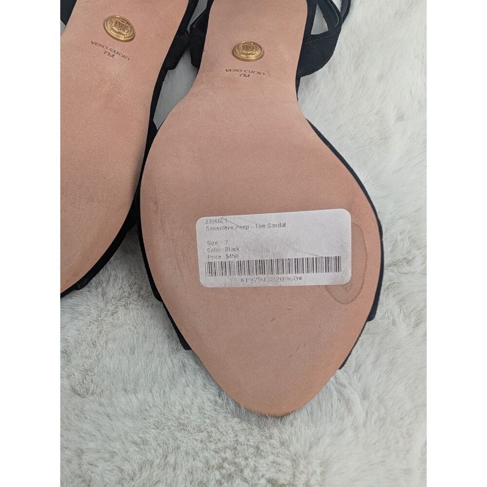 NIB Veronica Beard Genevieve Embellished Peep-Toe Sandal Sz US 7M Black - Picture 11 of 16